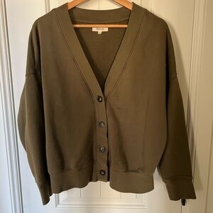 Madewell (Re)sourced Cotton Olive Green Cardigan Sweatshirt Size XS